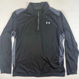 Under Armour ColdGear Mens 2XL Quarter Zip Pullover Black Grey Performance
